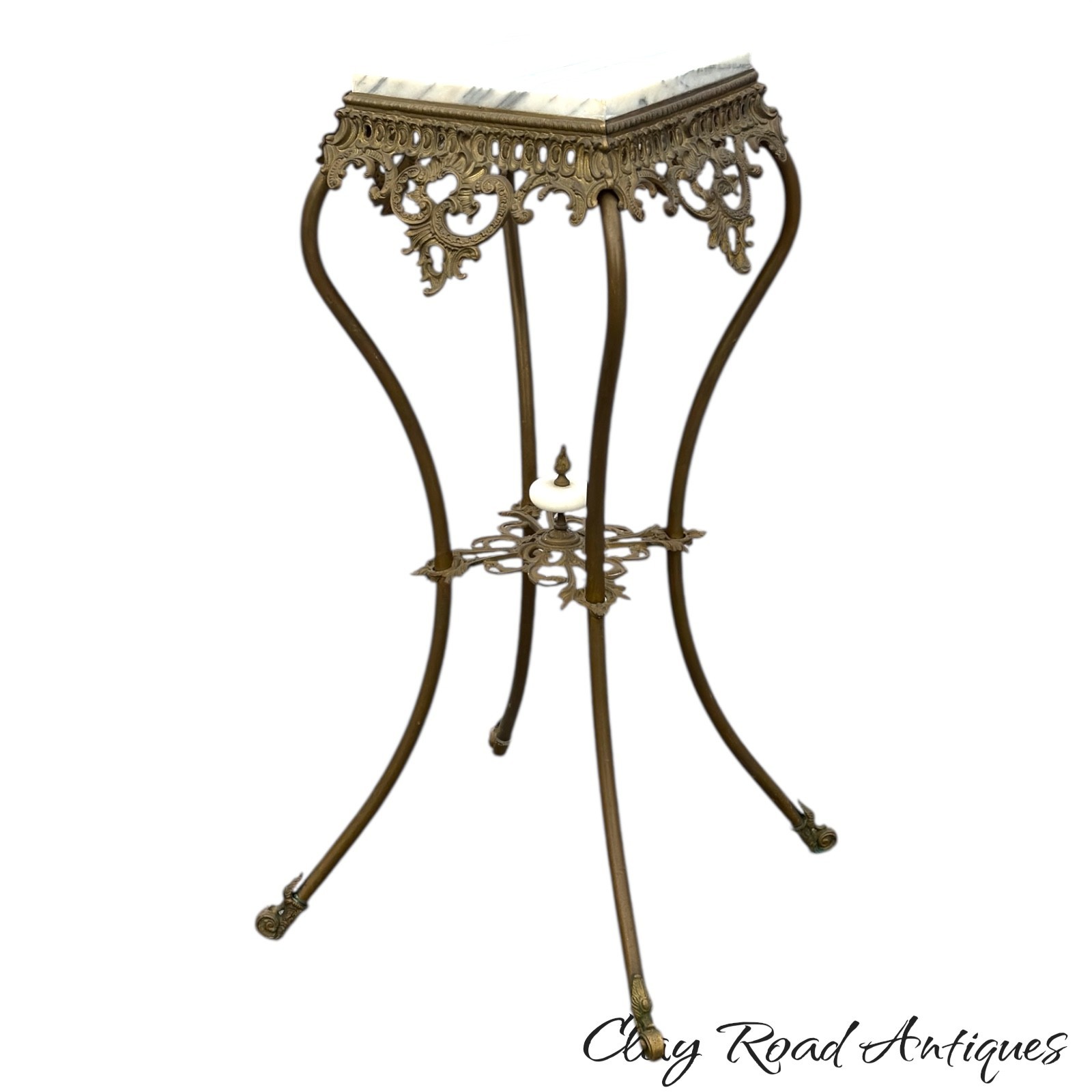 antique victorian bronze ornate marble top plant fern stand pedestal 1890