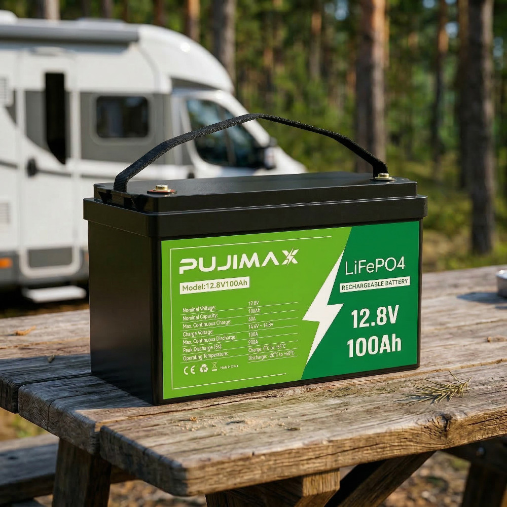 12V 100Ah LiFePO4 Lithium Battery Cycle Deep Built-in BMS for Solar RV Off-grid