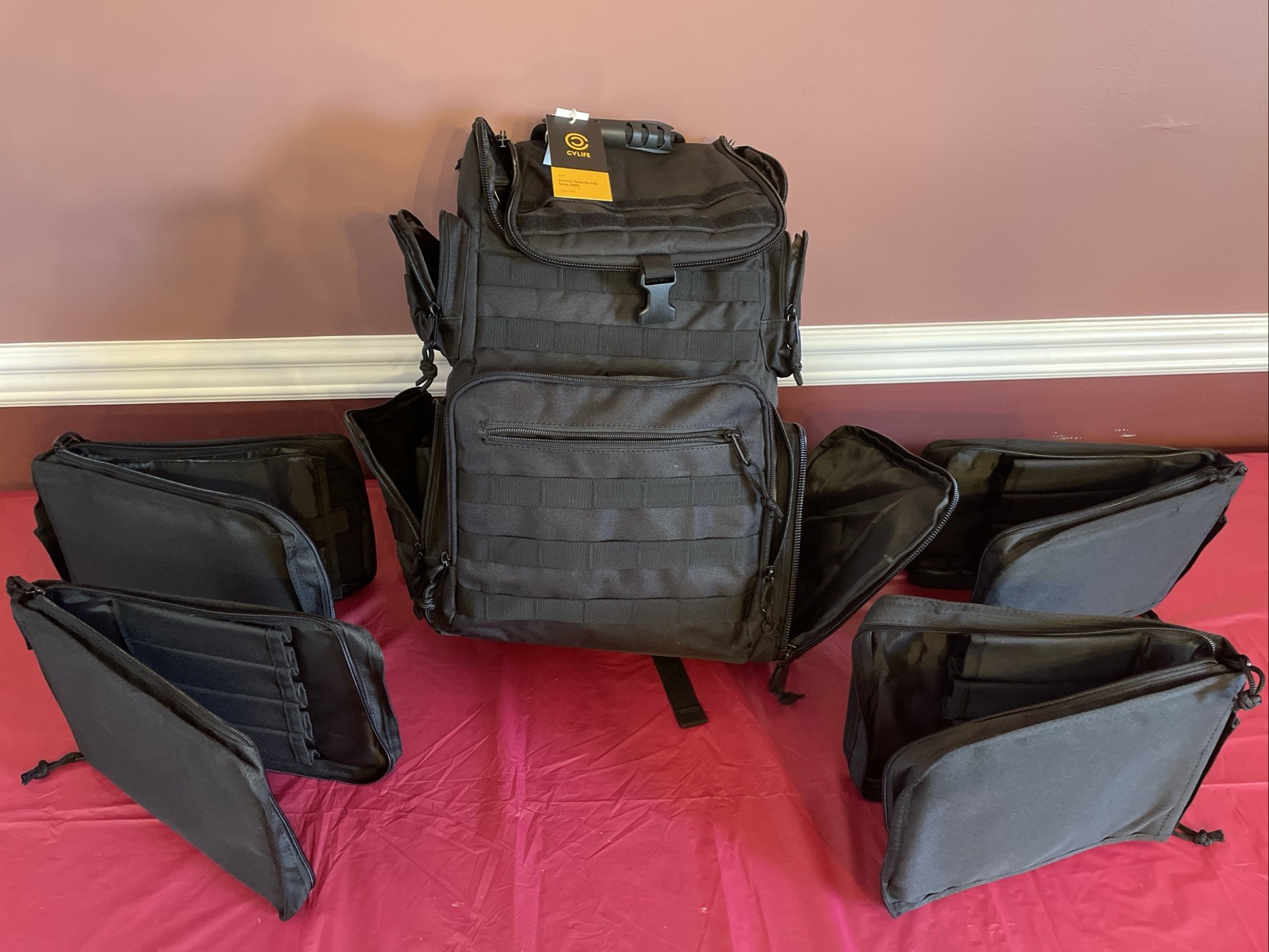 NWT Tactical Range Backpack Removable Divider Gun Cases Bag 4 Pistol Carrying