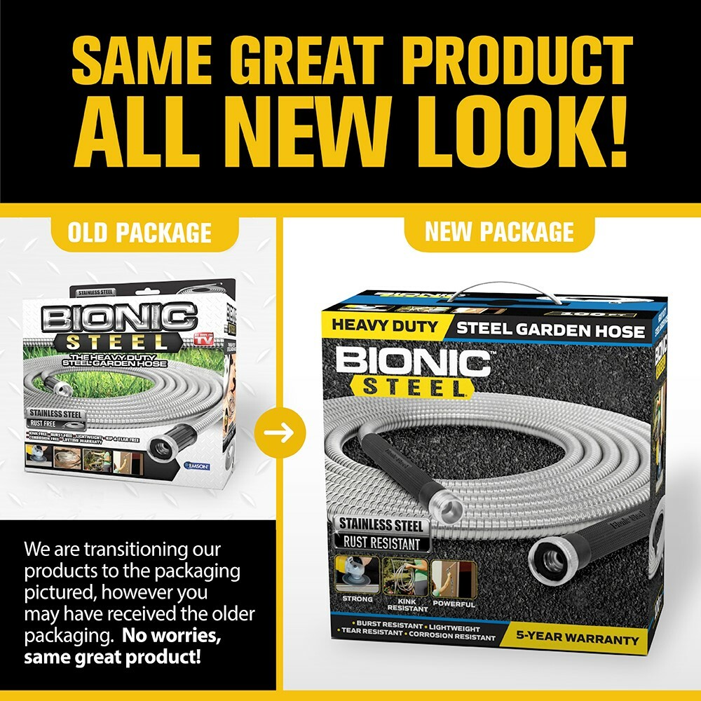 Bionic Steel Metal Garden Hose - Heavy Duty 304 Stainless Steel Lifetime Hose