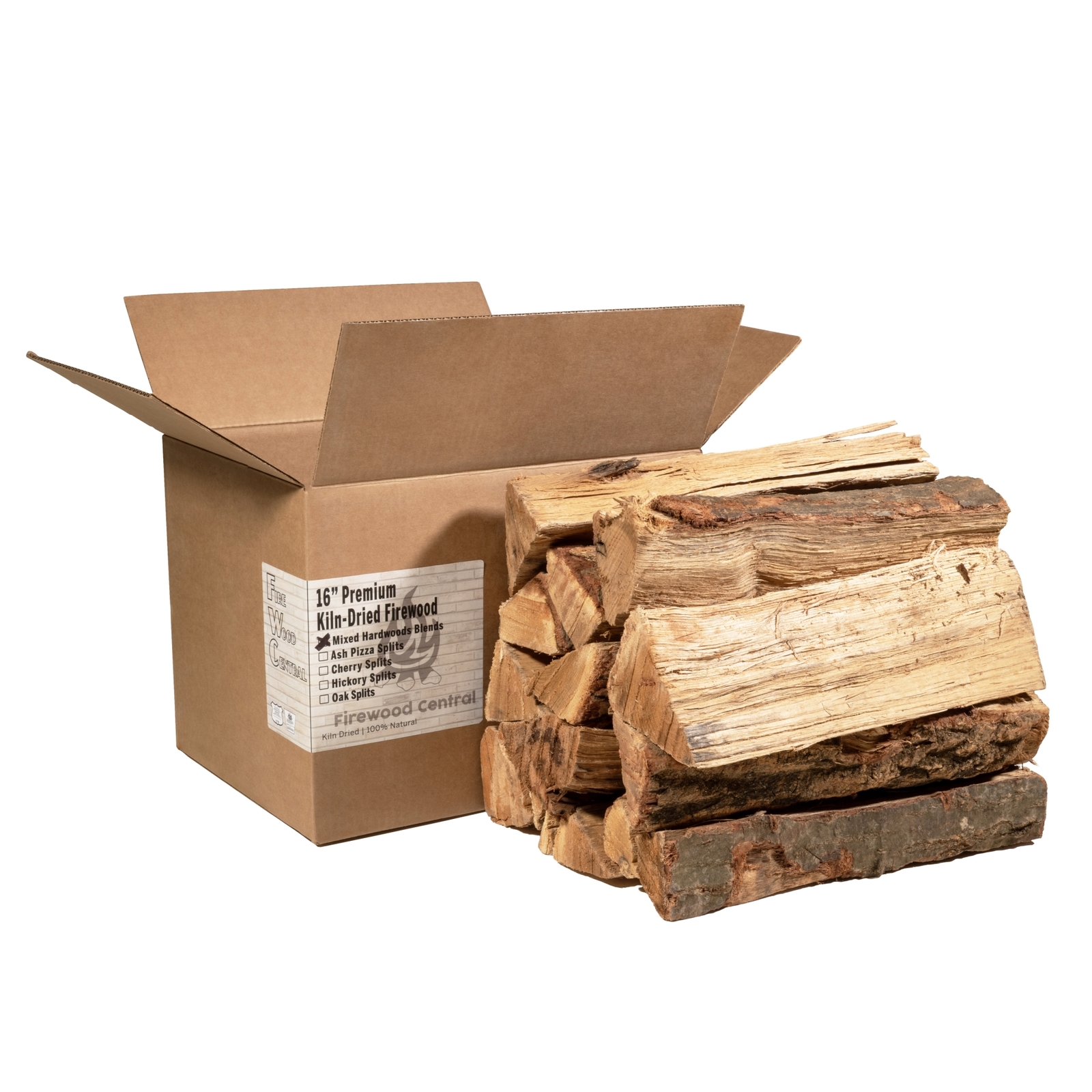Firewood Central Kiln-Dried Mixed Hardwood – 16" Splits (14–18 per Bundle)