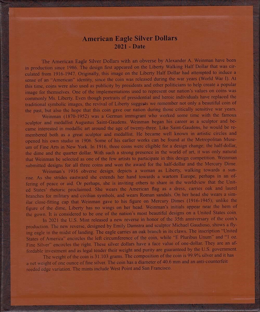 New Dansco Album 7182 For American Silver Eagles Coins 2021-2029 ASE Collection