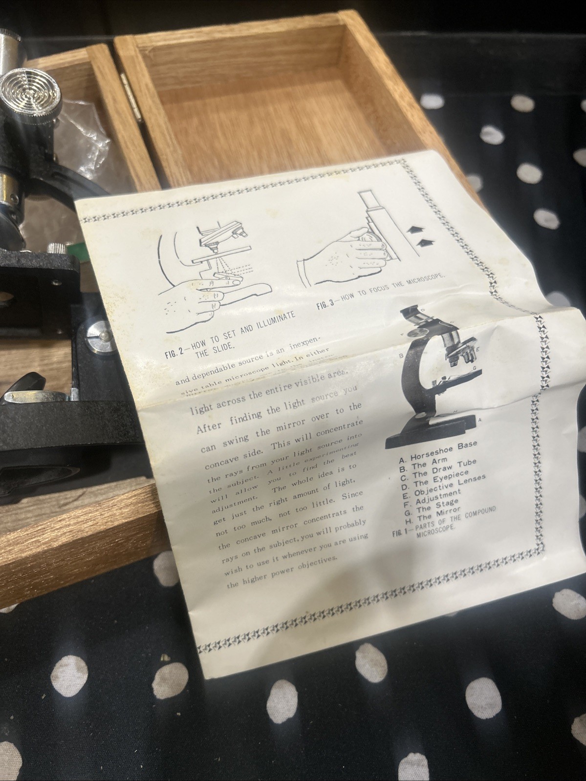 Vintage Y.K.S Microsope With Wood Box Made In Japan