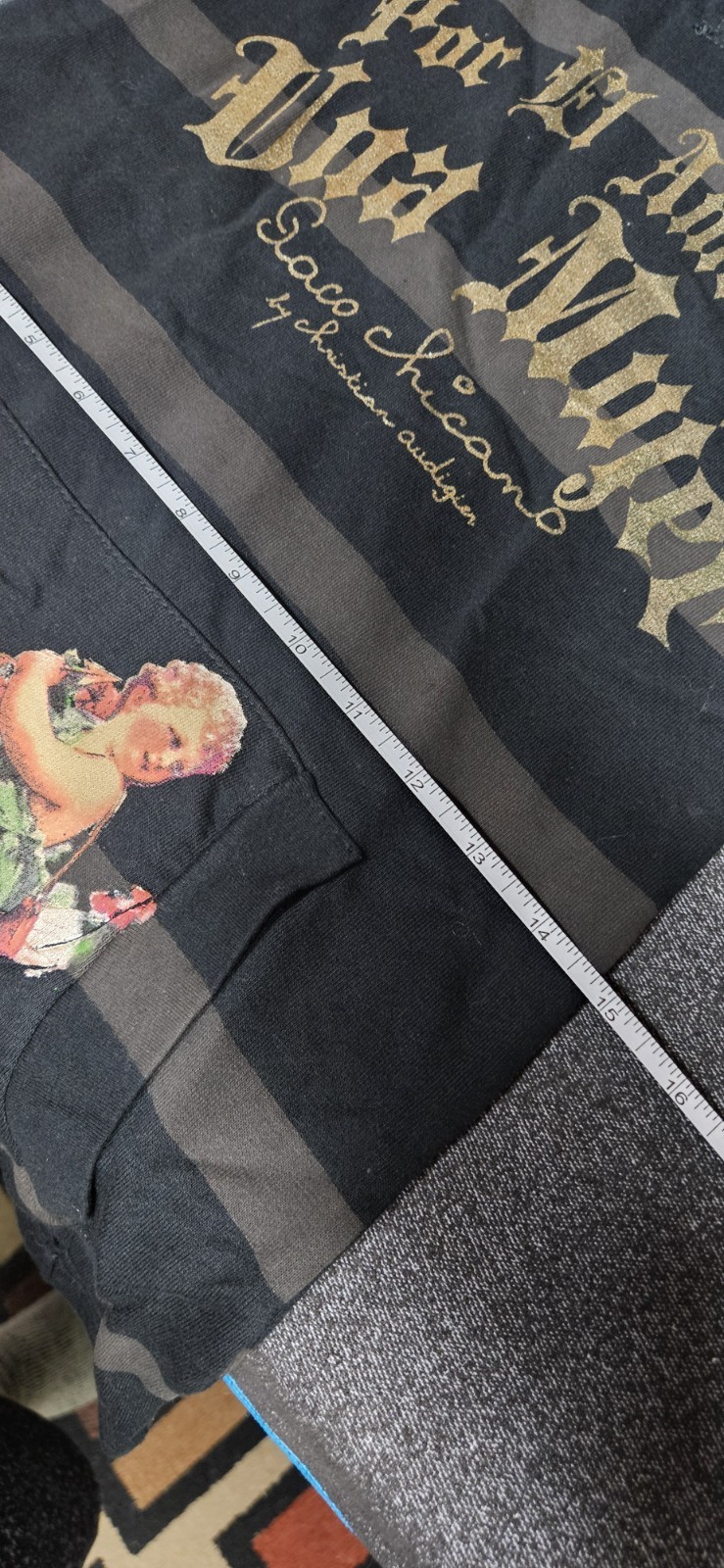 Paco Chicano by Christian Audigier V-Neck Hoodie Angel Floral Black L