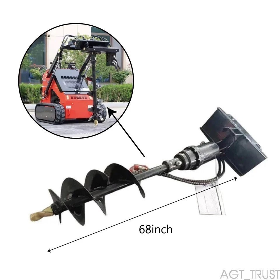 AGROTK 12" Hydraulic Auger Attachment For AGT Mini Skid Steer|M-AG