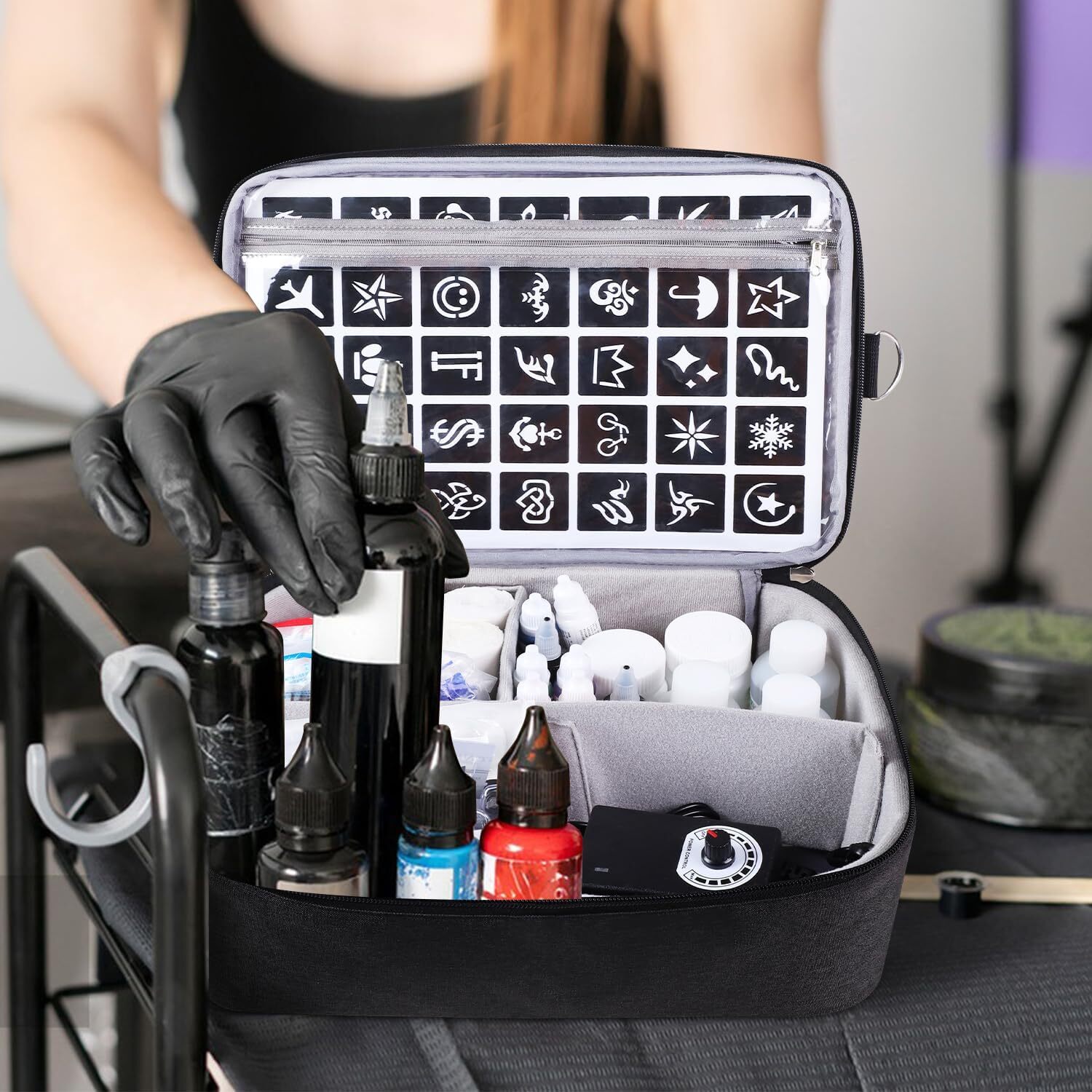 Tattoo Carrying Case Tattoo Supplies Organizer Tattoo Kit Box Case Tattoo Equipm