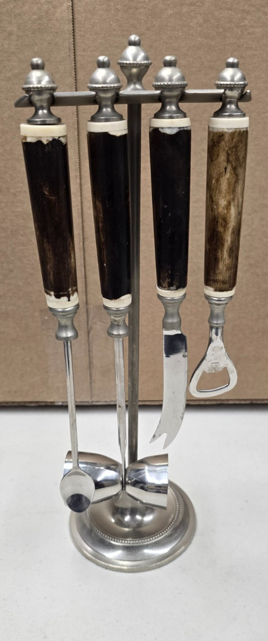 Pottery Barn Bar Tool Set Stand Tabletop 4 Tools + 14.5" Stand!