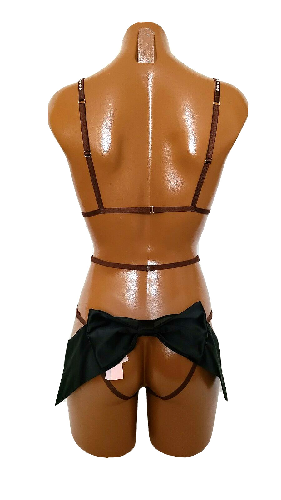 Victoria's Secret Very Sexy Rhinestone Strappy Teddy Bodysuit sz XL brown