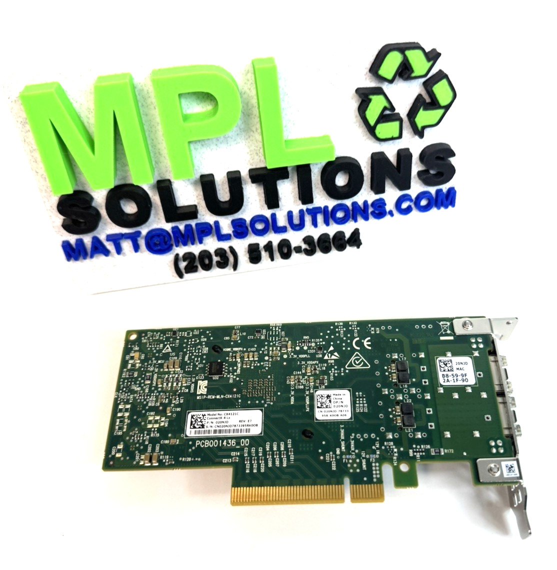 20NJD Dell Mellanox CX4121C 2 Port 25GB Network Adapter Half Height No SFP