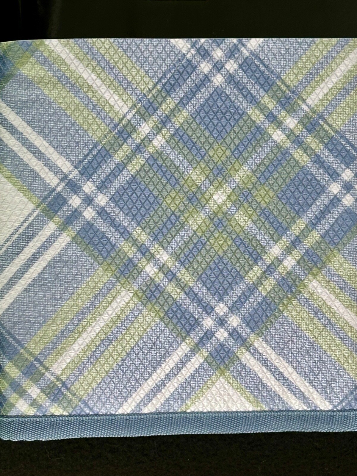 RALPH LAUREN KITCHEN DRYING MATS Plaid (2) 12" X 18" And 16" X 22" Blue/Green