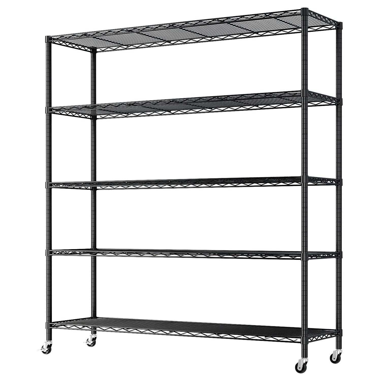 Heavy Duty Metal Storage Shelf with Wheels Adjustable Commercial Wire Rack