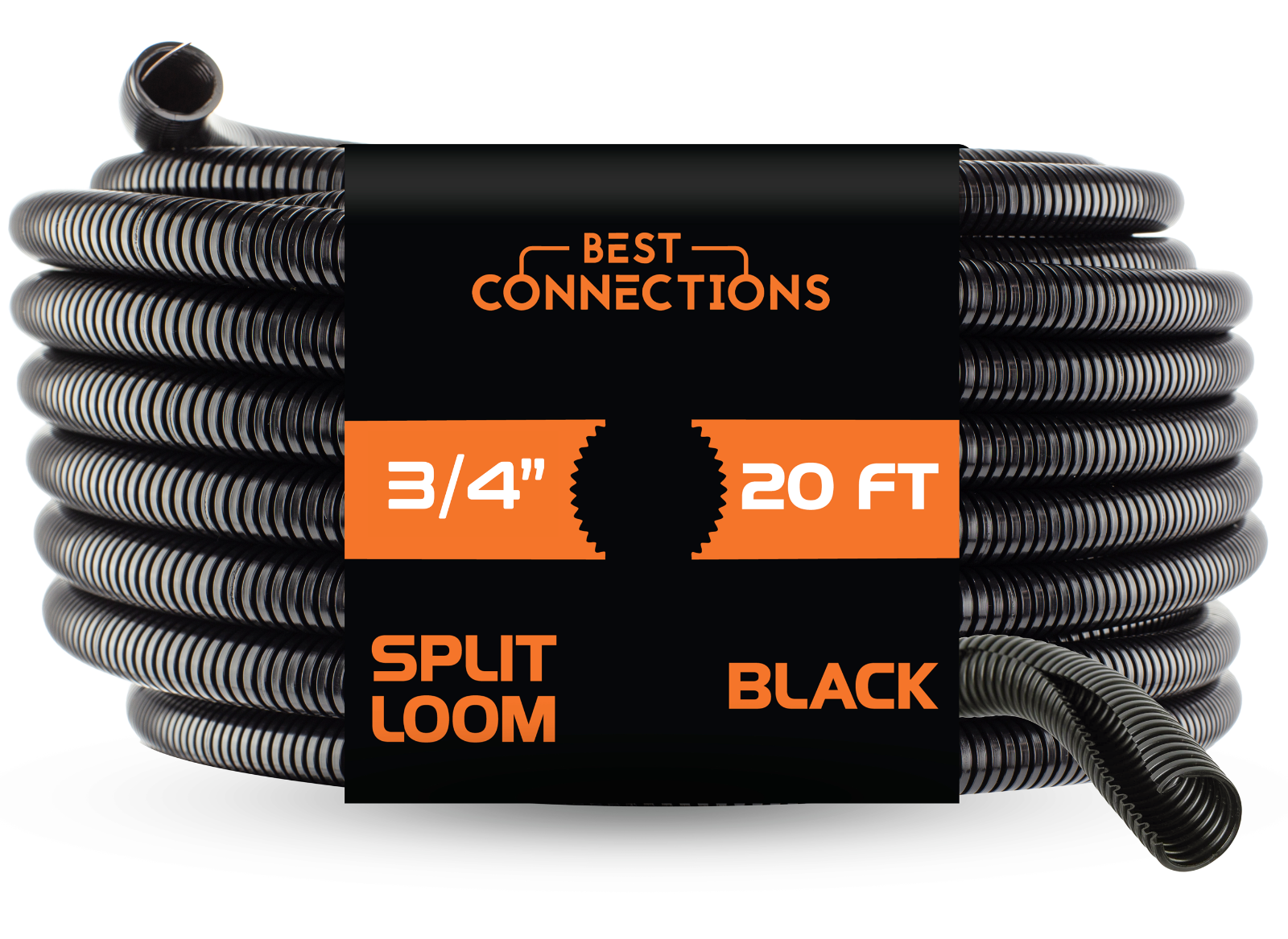 BEST CONNECTIONS Split Wire Loom (Various Lengths & Sizes) Convoluted Tubing