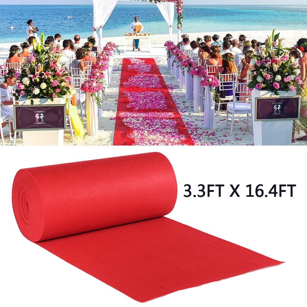 Red Wedding Aisle Runner Floor Carpet 3.3x16.4ft/39.4ft for Ceremony Banquet