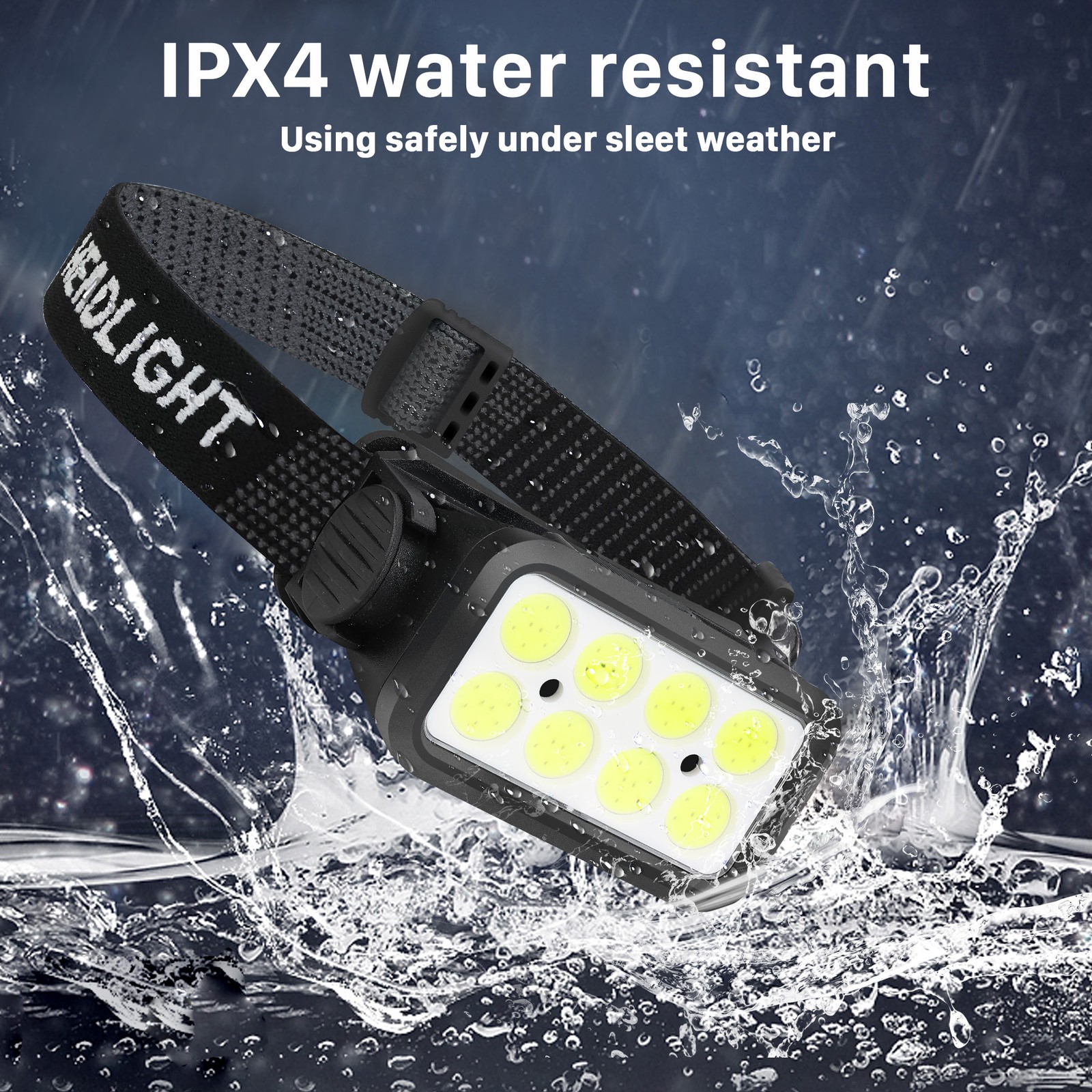 COB LED Headlamp USB Rechargeable Headlight Torch Work Light Bar Head Band Lamp