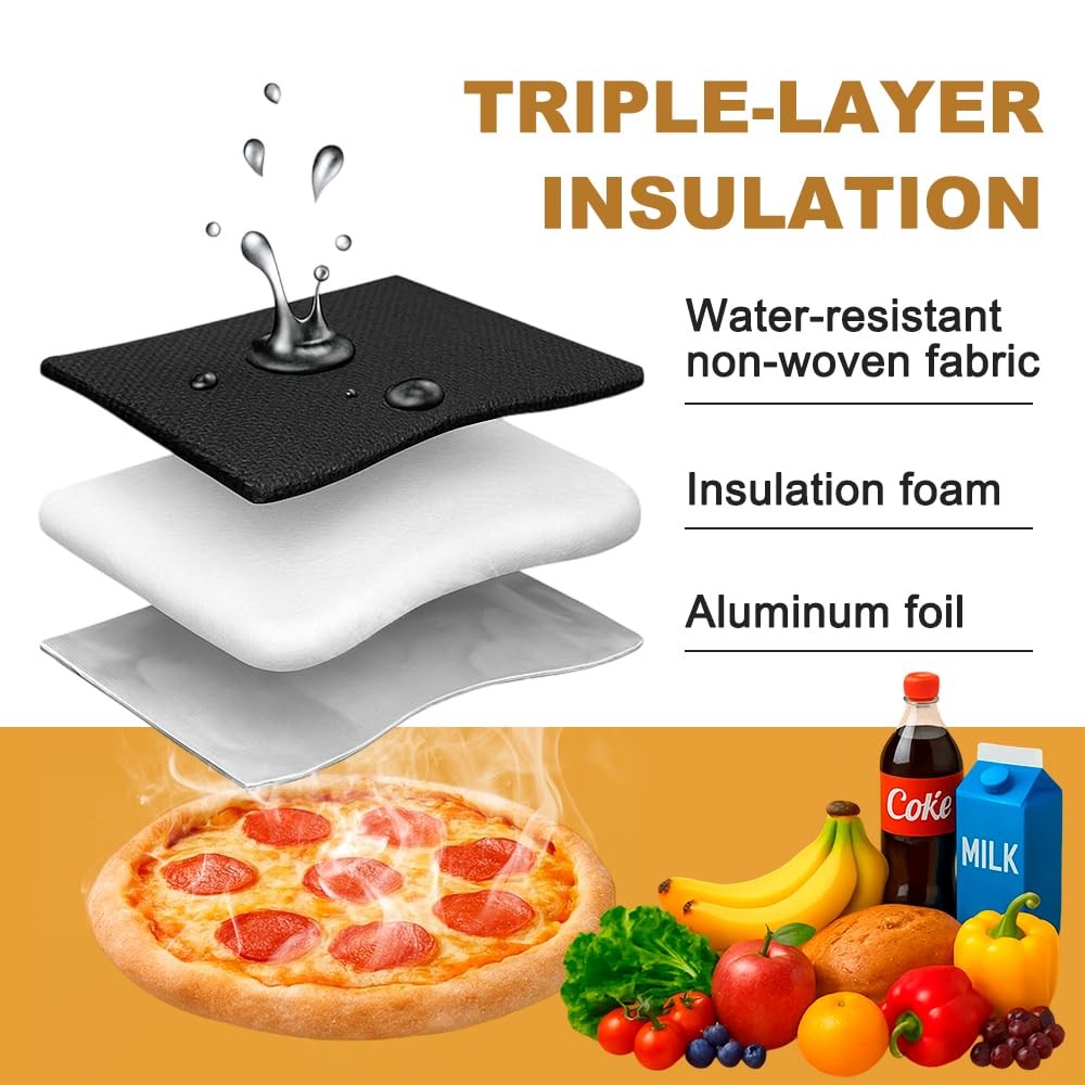 Insulated Food Delivery Bag Reusable Thermal Cooler Grocery Bags for Caterin...