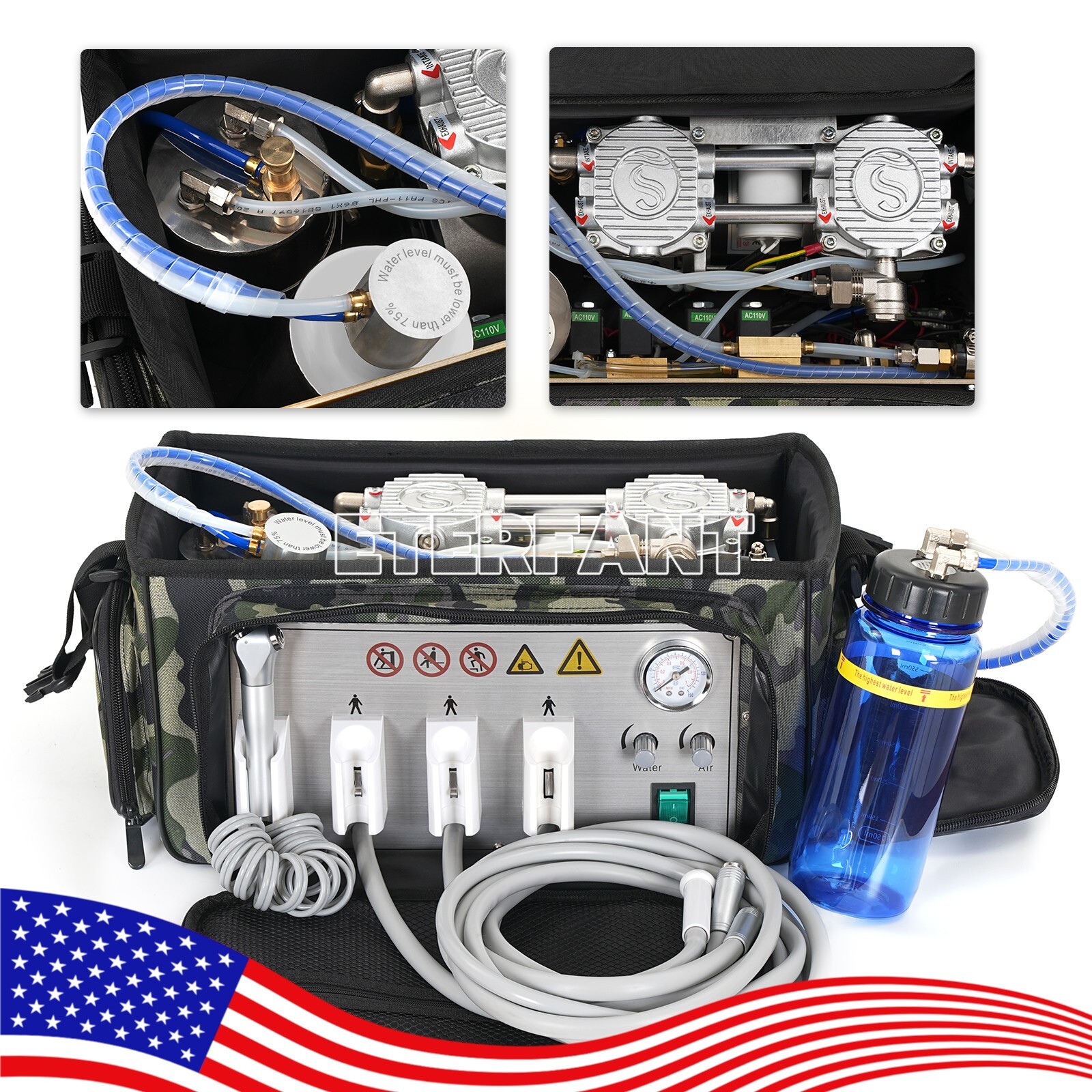 Portable Dental Delivery Unit Bag Air Compressor Suction System 4 Hole BD-401 US