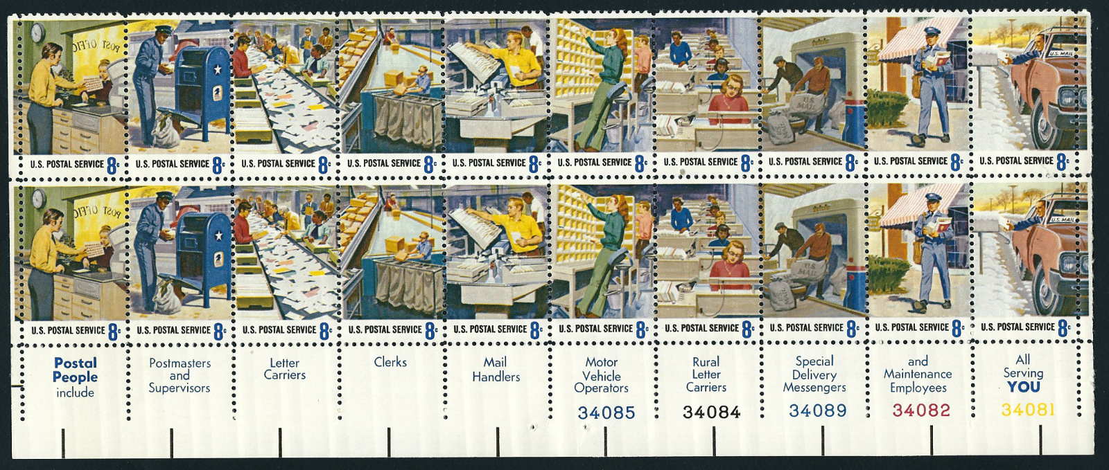 Scott #1489/98...8 Cent...Postal Service...Plate Block of 20