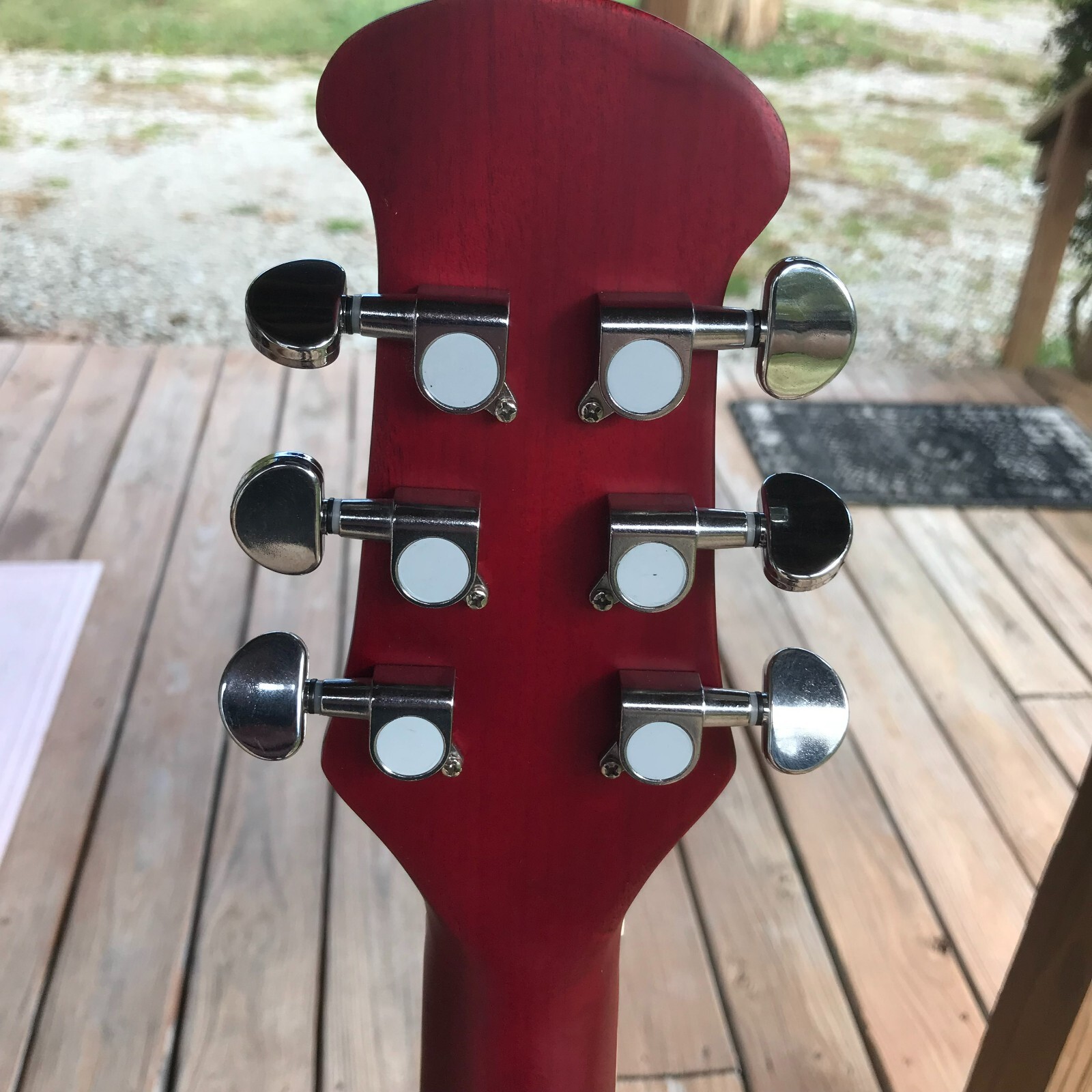 Red Acoustic Electric Guitar, Full Size with Cutaway, Round ABS Back, Gig Bag