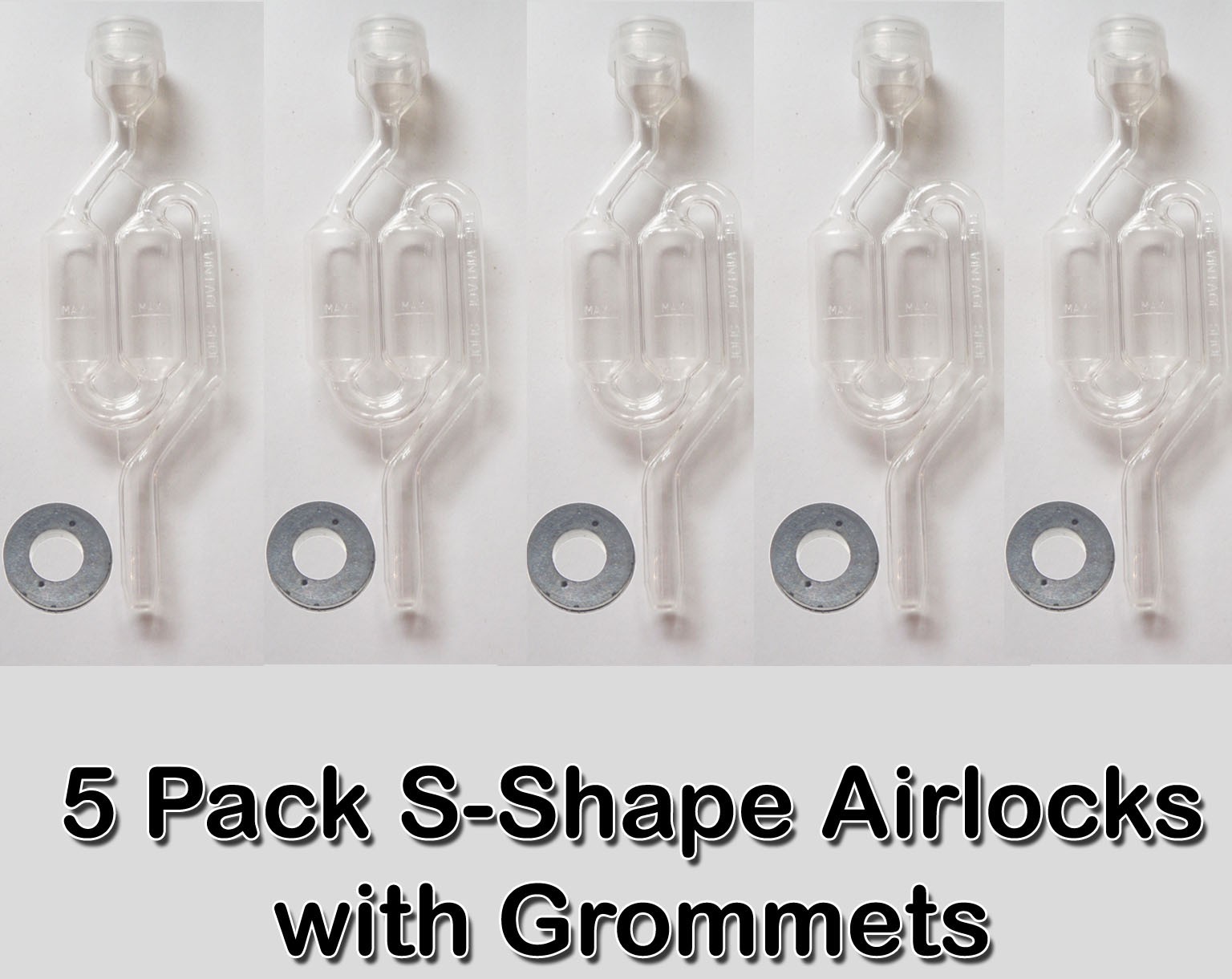 5 PACK S-Shape Bubble Fermentor Airlock w/ Grommet / Air Lock HomeBrew Wine Beer