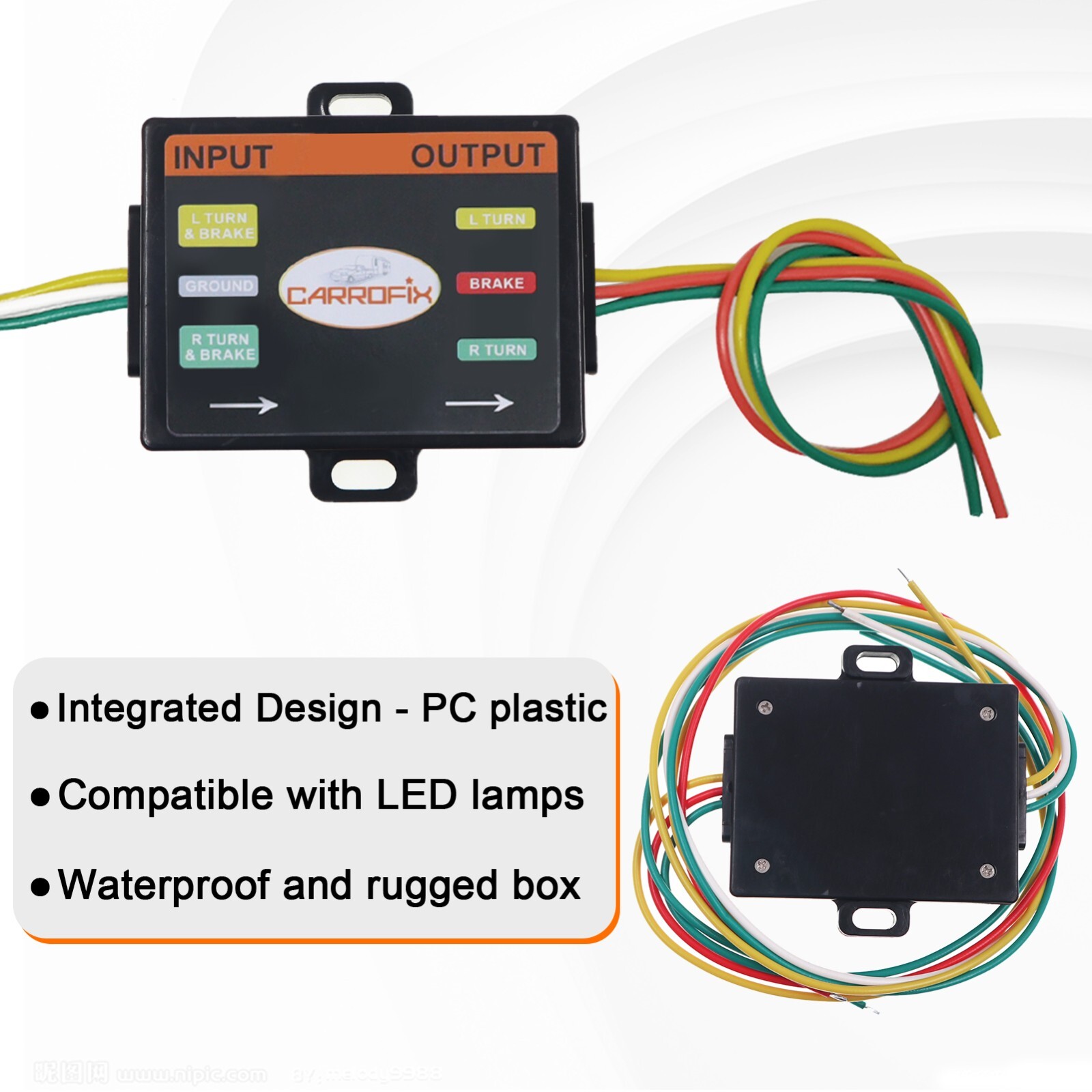 LED Compatible 2 Wire to 3 Wire Tail Light Converter for RV Flat Towing Trailer