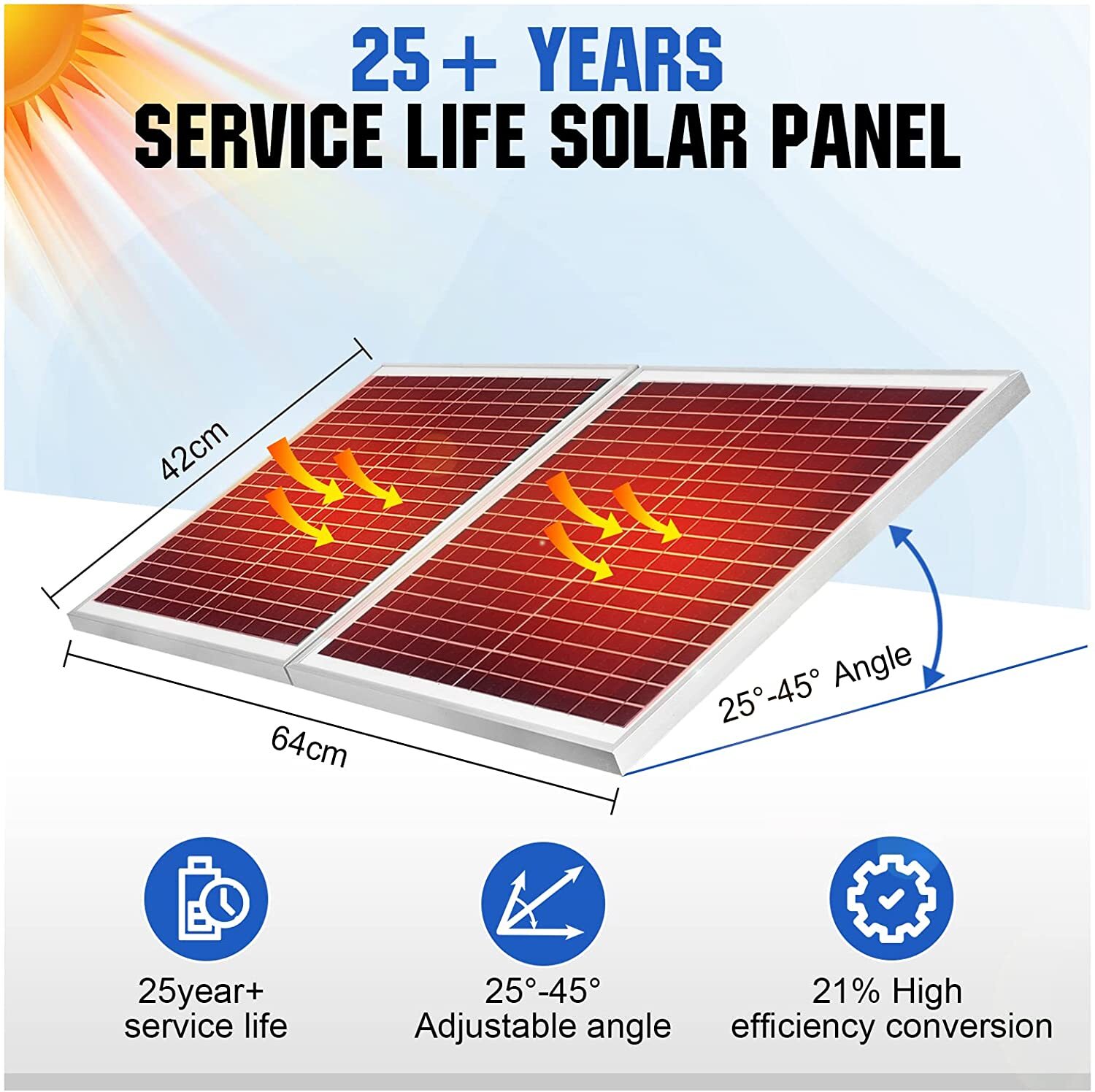 25W Solar Powered Attic Ventilator Gable Roof Vent Fan with 30W Foldable Panel