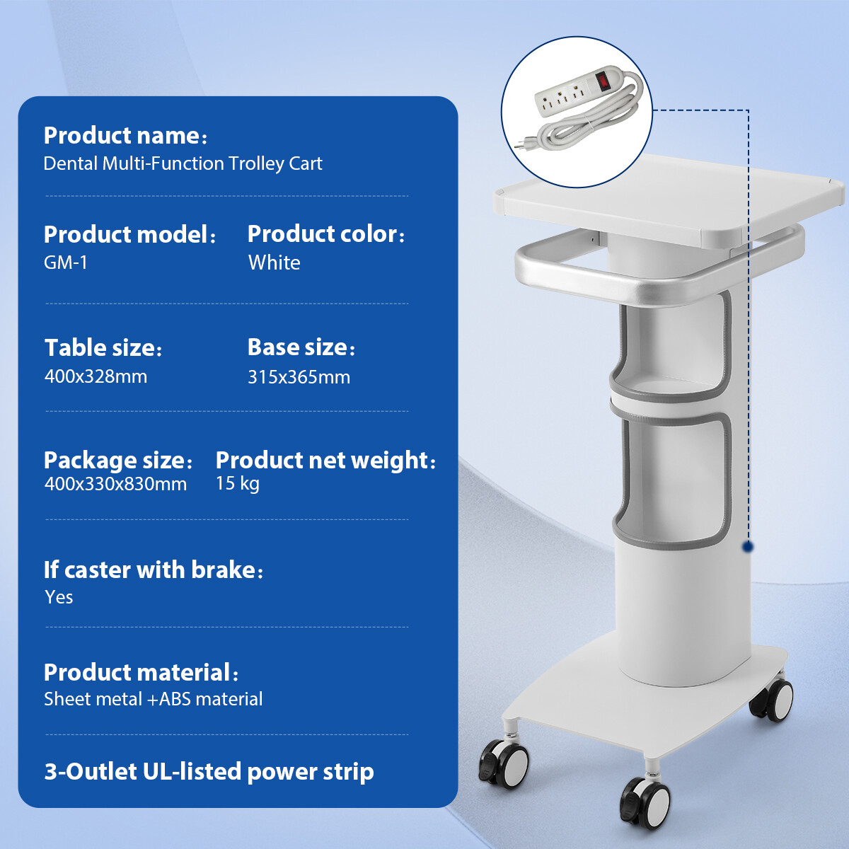 Dental Medical Implant Endo Intraoral Scanner Cart Sturdy Aluminum Alloy Trolley