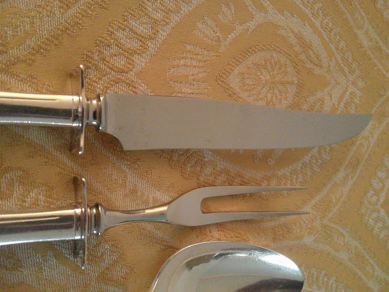 White Orchid Community Carving Knife Fork Set Serving Spoons and Meat Fork