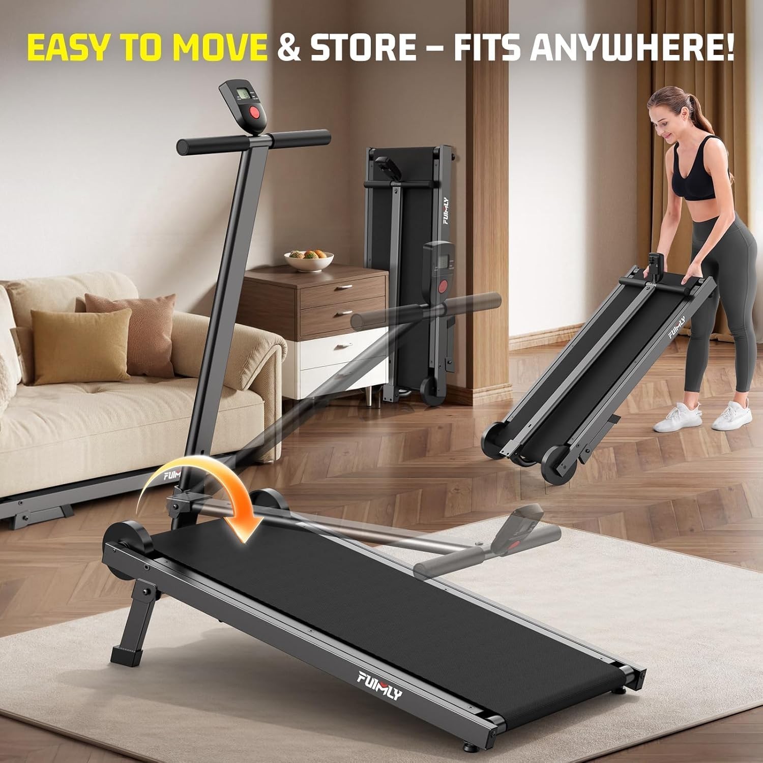 Manual Walking Pad Treadmill with Incline 20%, Foldable Treadmill w/Handle Bar🔸