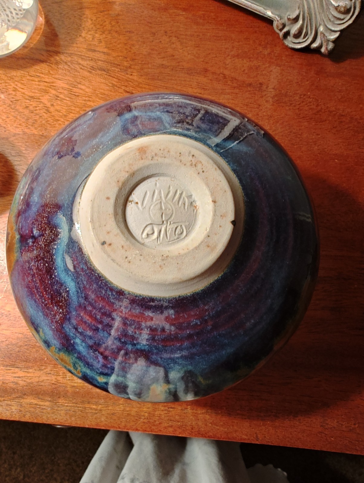 VIVIKA & OTTO HEINO GLOSSY WEED VASE POT PURPLE WITH BROWN & GREEN HUES