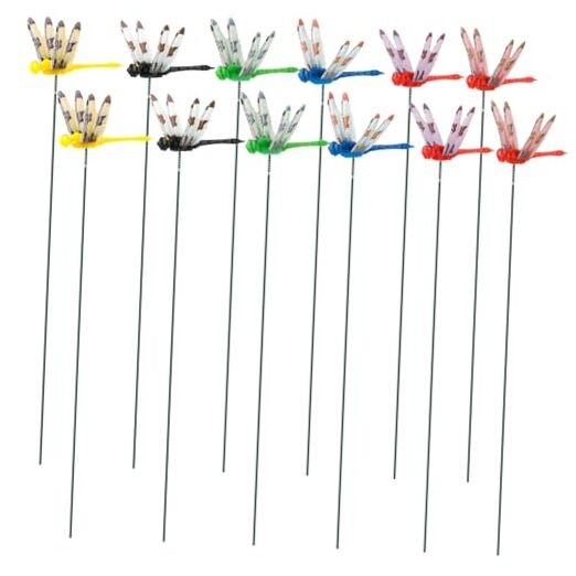 12pcs Realistic Dragonfly Garden Decor, 3D Artificial Dragon Fly Stakes 6