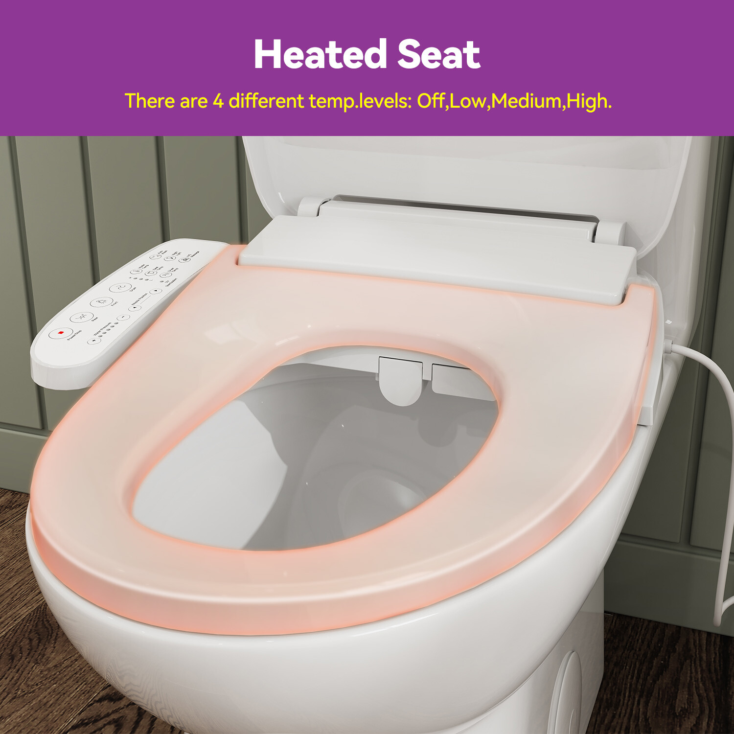 HOROW elongated Bidet smart Toilet Seat With Heated and Dryer Warm Water Flush