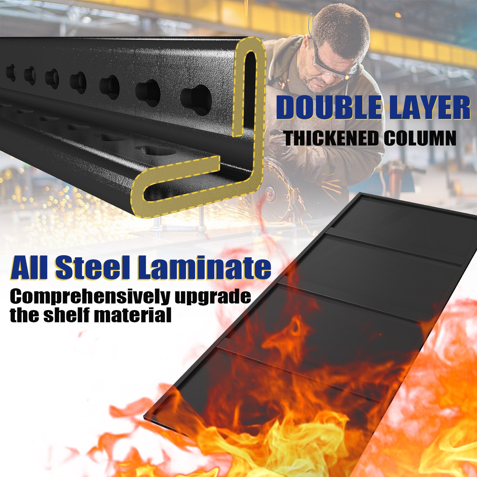 72'' Garage Shelving 5 Tier Metal Shelf 3500LBS Metal Heavy Duty Garage Shelving