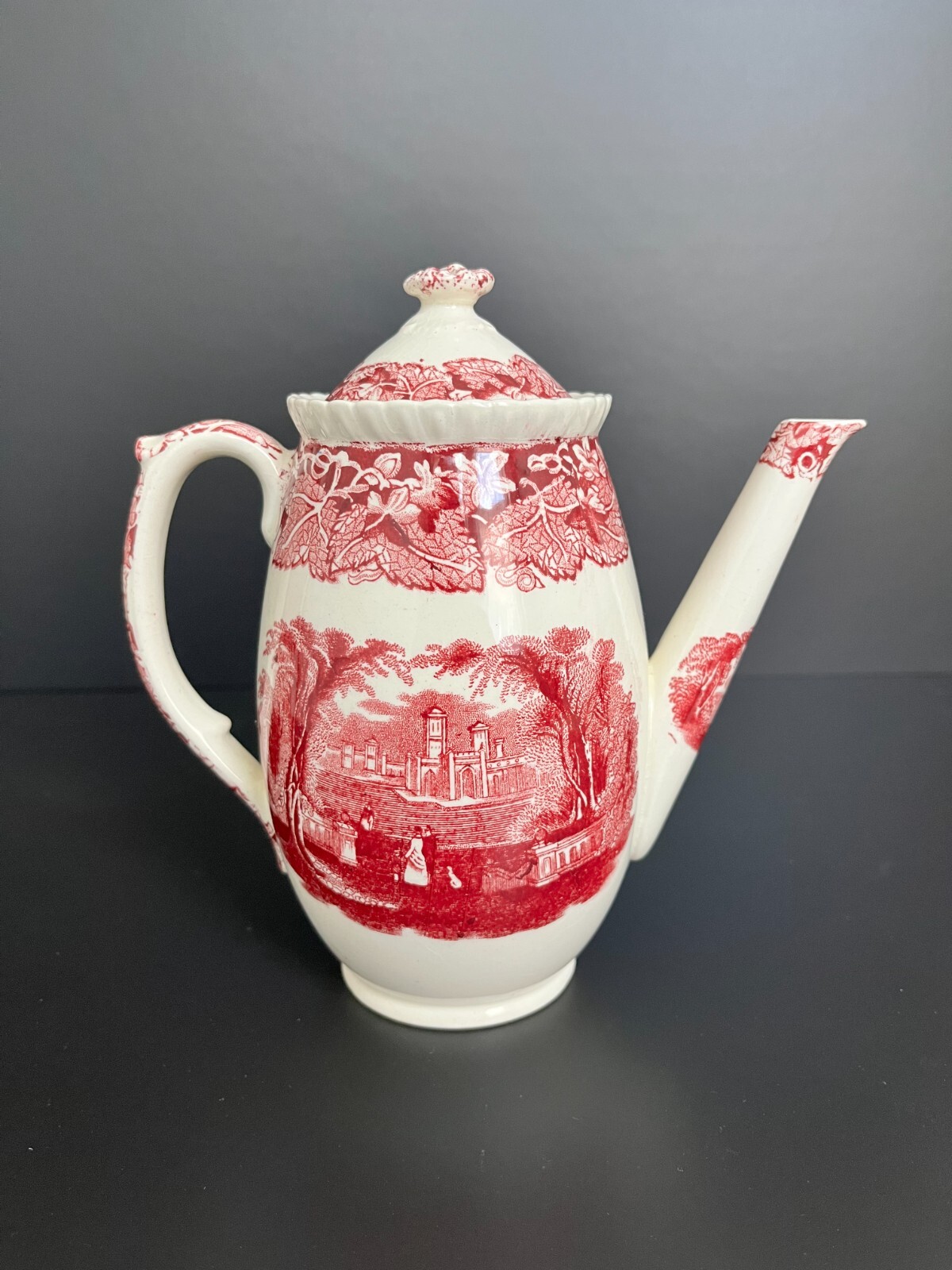 Antique MASON'S VISTA Patent Ironstone England Pink Coffee Tea Pot & Lid 1920s