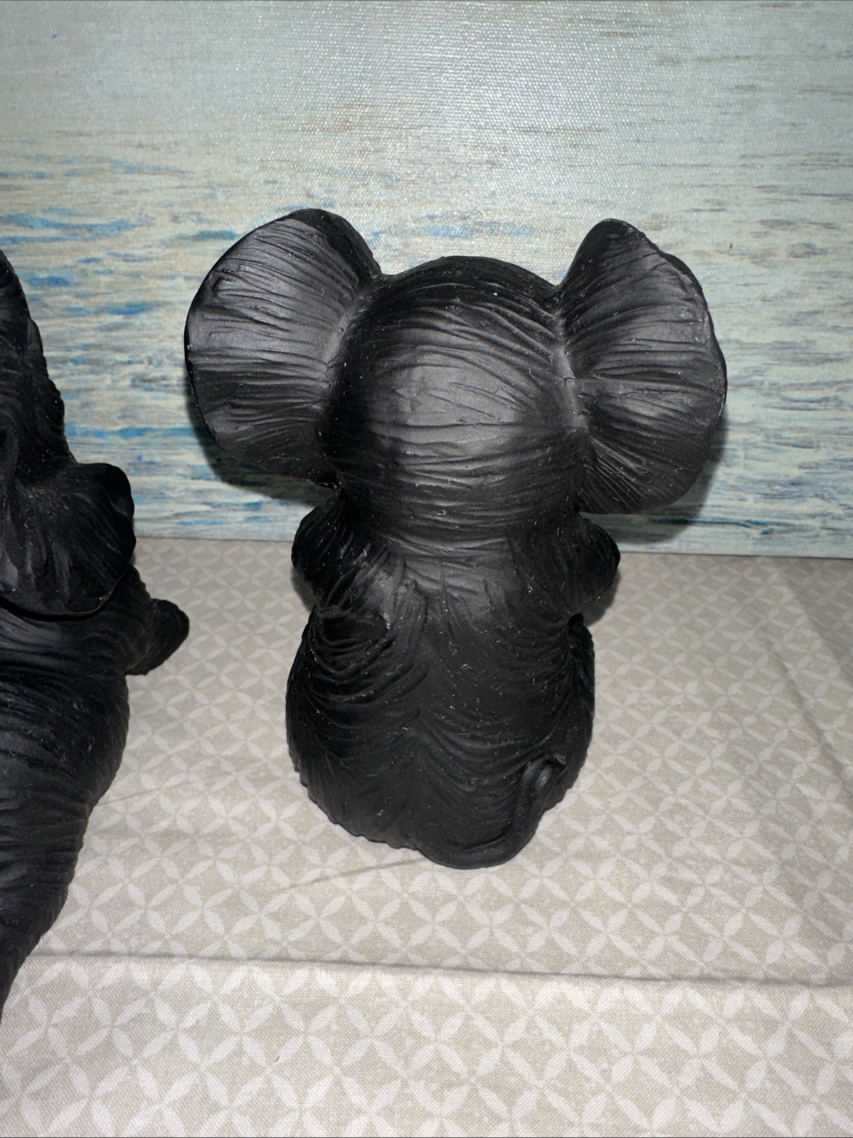 3 Resin Elephant Sculptures 6” Tall Home/Office Decor