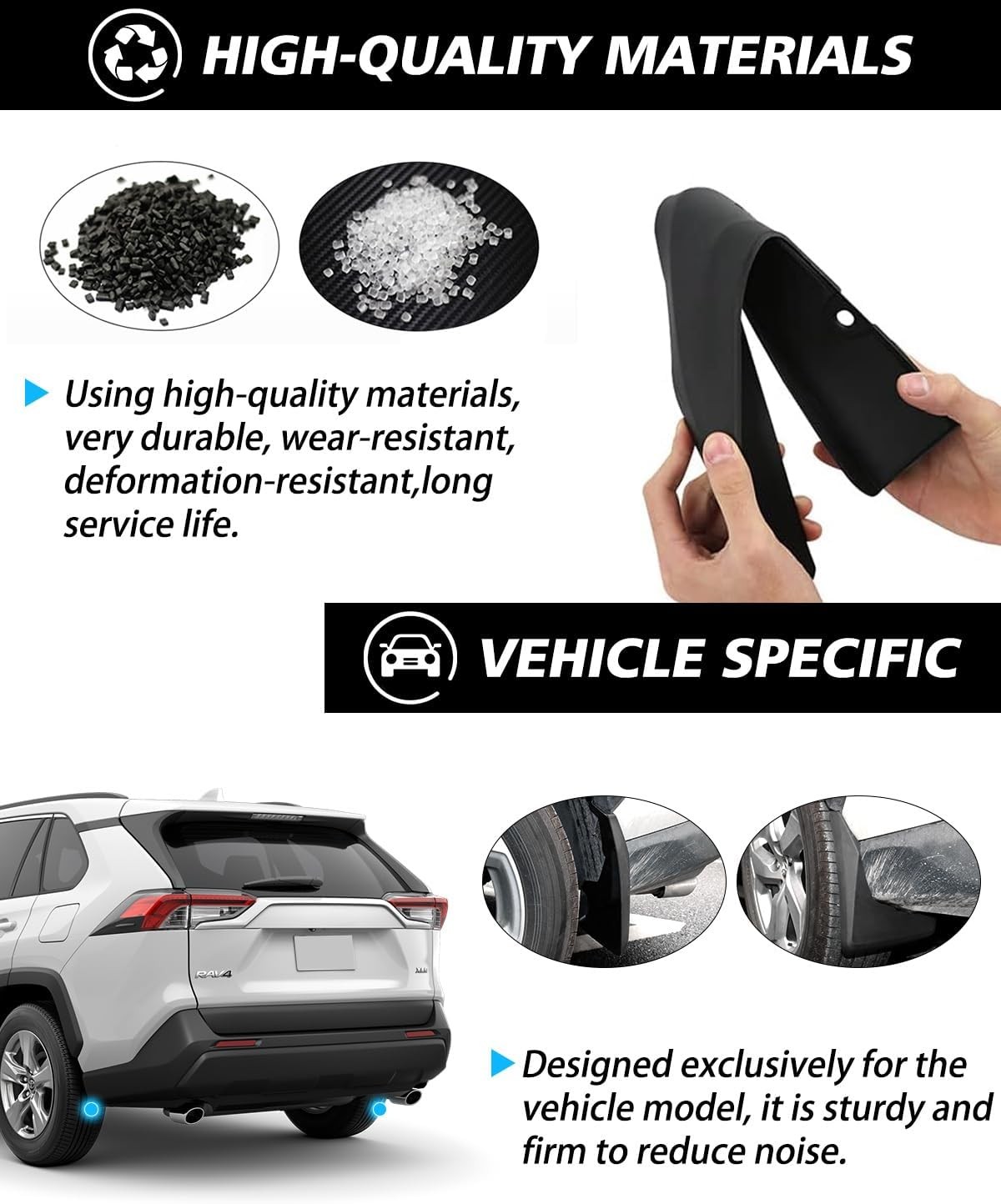 Powerty Custom Fit for Mud Flaps Toyota RAV4 2025 2024 2023 2022 2021 2020 2019