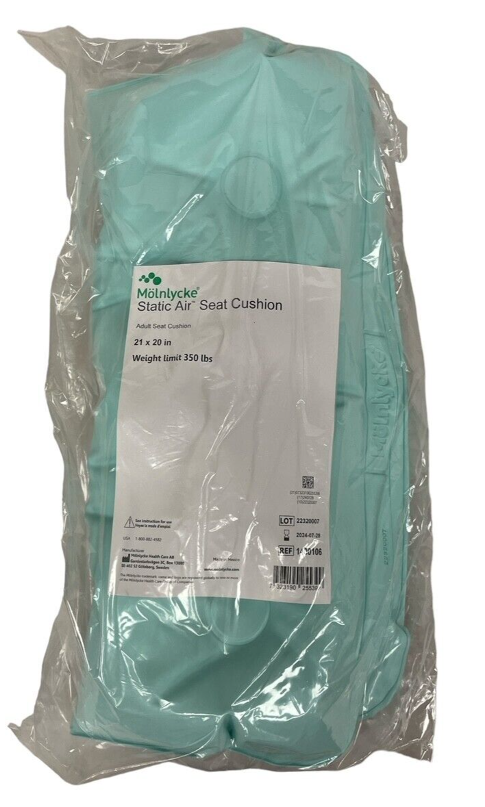 NEW Sealed Molnlycke Static Air Adult Seat Cushion 21" x 20" 1400106 Blue Green
