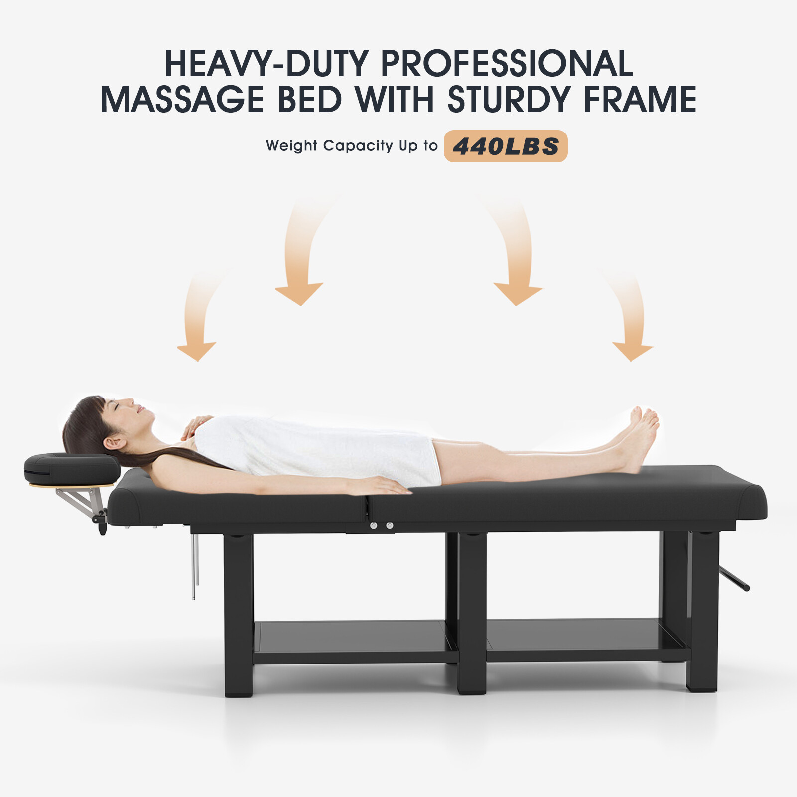 Black HeavyDuty Wide Massage Table Facial Bed Salon Beauty w/Open-Chest,Headrest