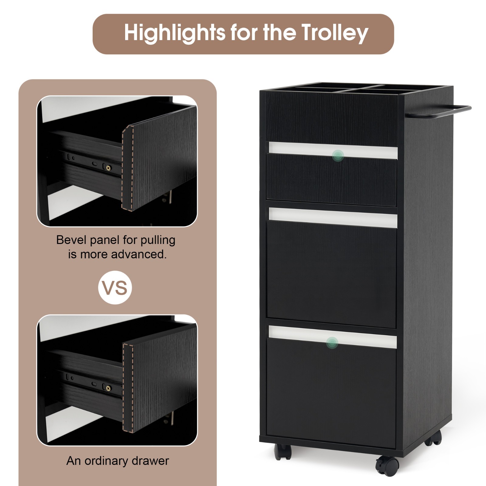 Salon Trolley with Drawers ,Barber Cart Storage Cabinet Beauty Organizer