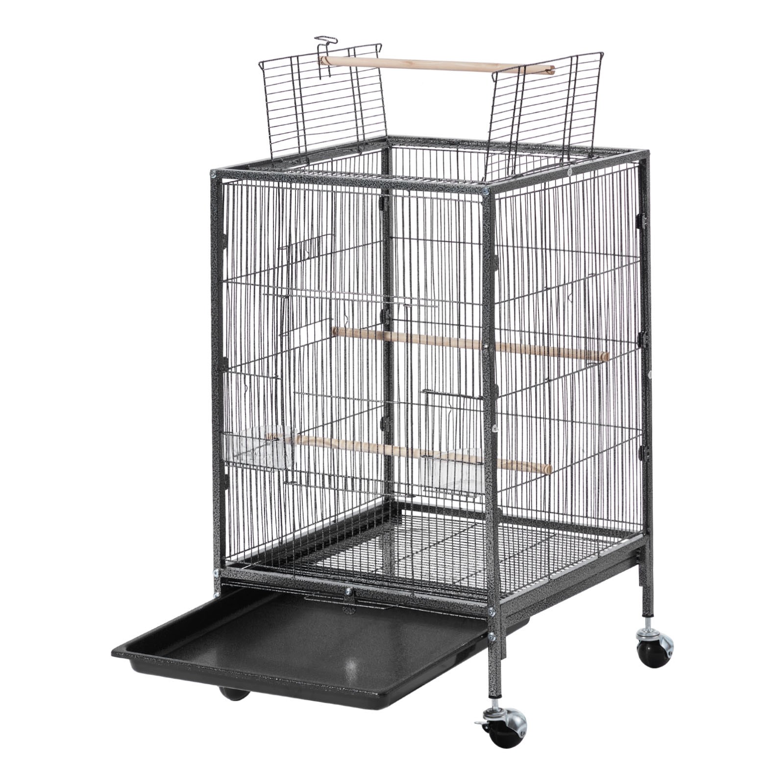 Uimoso Bird Cage with Open Flat Top, 18 x 18 x 30 inch, Wrought Iron Design
