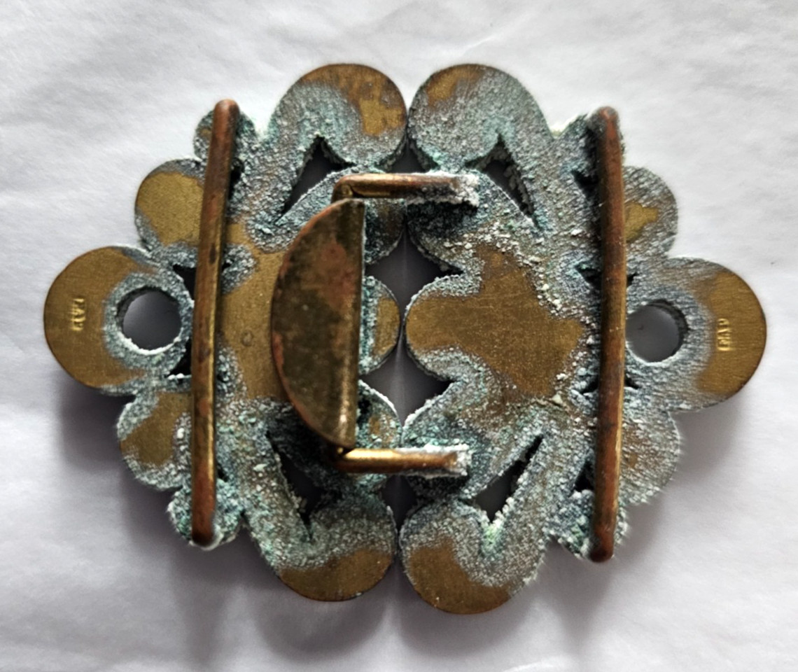 Antique Italian MICRO MOSAIC Brass 2-Piece BELT -Sash BUCKLE-Brought from Italy