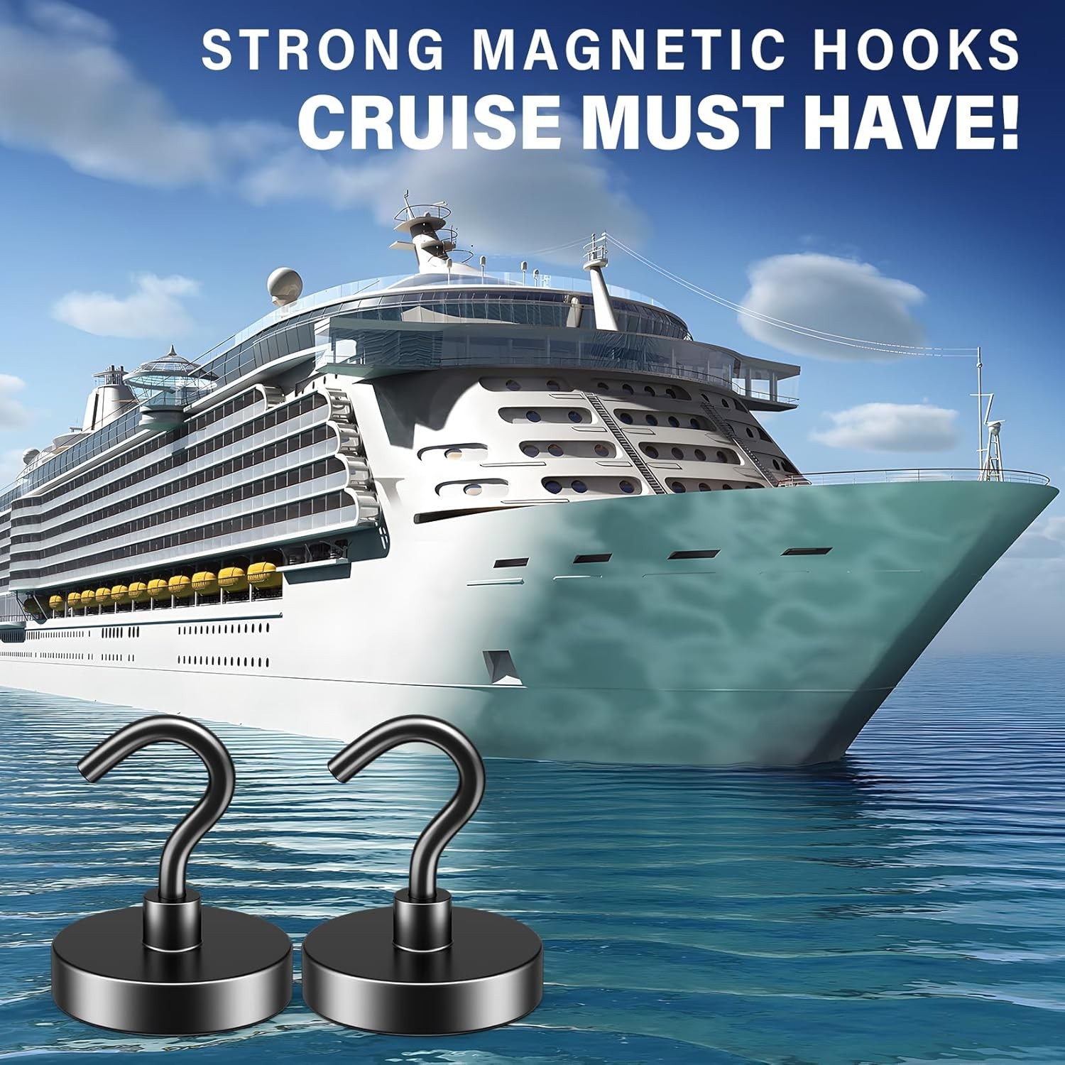 3or 6 Pack 110 Lbs Magnetic Hooks Heavy Duty Neodymium Magnet Hooks Strong Black