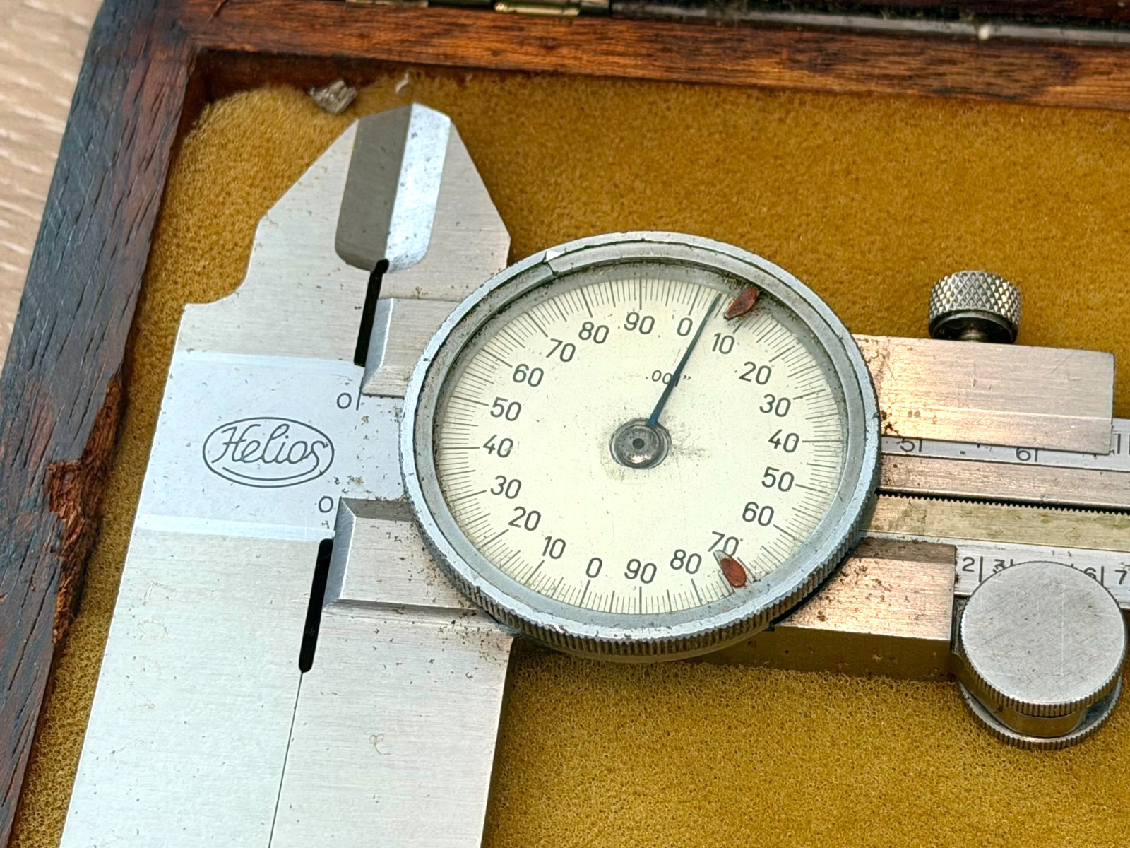 Vintage Helios 12" Dial Caliper Made in Germany Stainless Steel .001" w/ Case