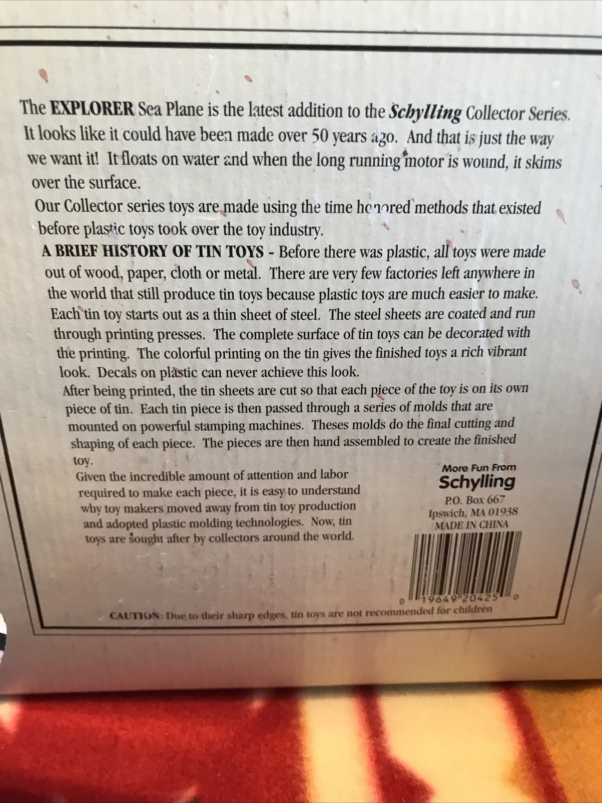 SCHYLLING Propeller Sea Plane Tin Windup Pontoon Box/ Motorcycle Side Car Rider