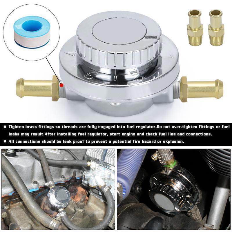 Universal 1-6 PSI Adjustable Fuel Pressure Regulator Kit For Carburetor Engine