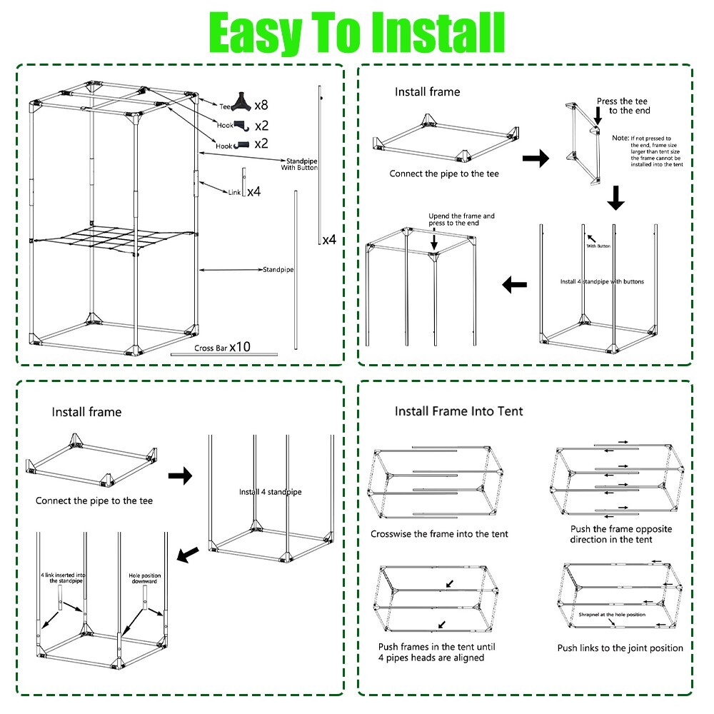 4x4 Complete Grow Tent Kit w/Full Spectrum Grow Light Air Ventilation Filter Sys