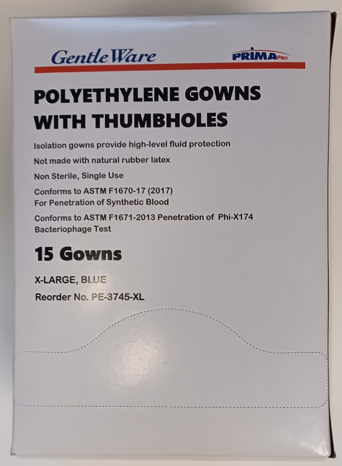 Isolation Gown with Thumb Loops 75 PCS per Case Blue Medical Grade Polyethylene