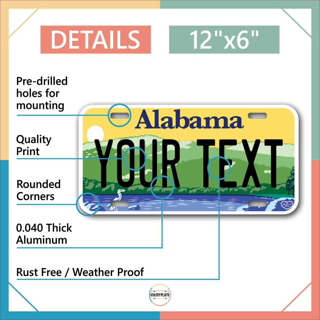 Custom state License Plates with personalized text Car 12x6- Moto 7x4 - Bike 6x3