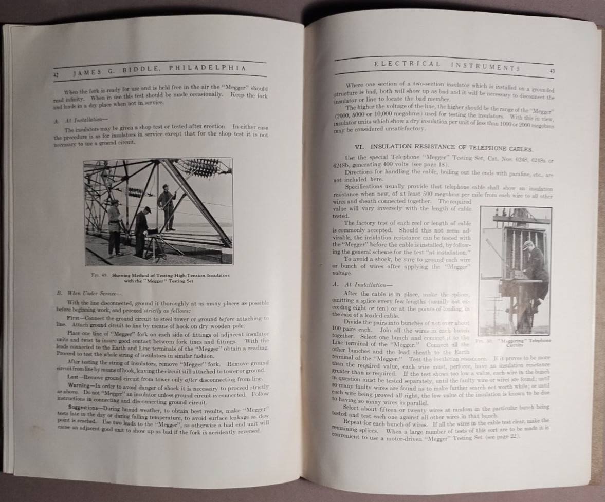 1925 Megger & Bridge Megger Insulation Testing Sets Catalog James Biddle B1-54