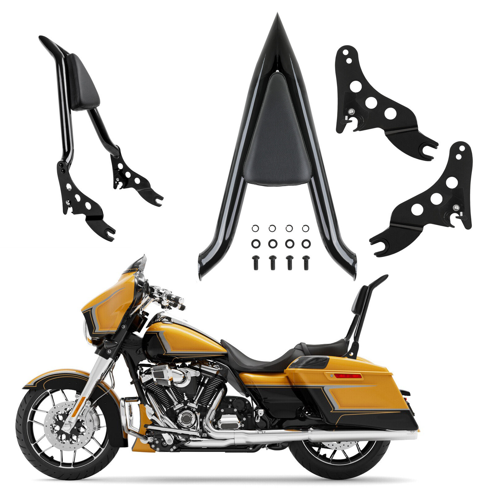 22" Sissy Bar Backrest & Stealth Luggage Rack For Harley Street Road Glide King