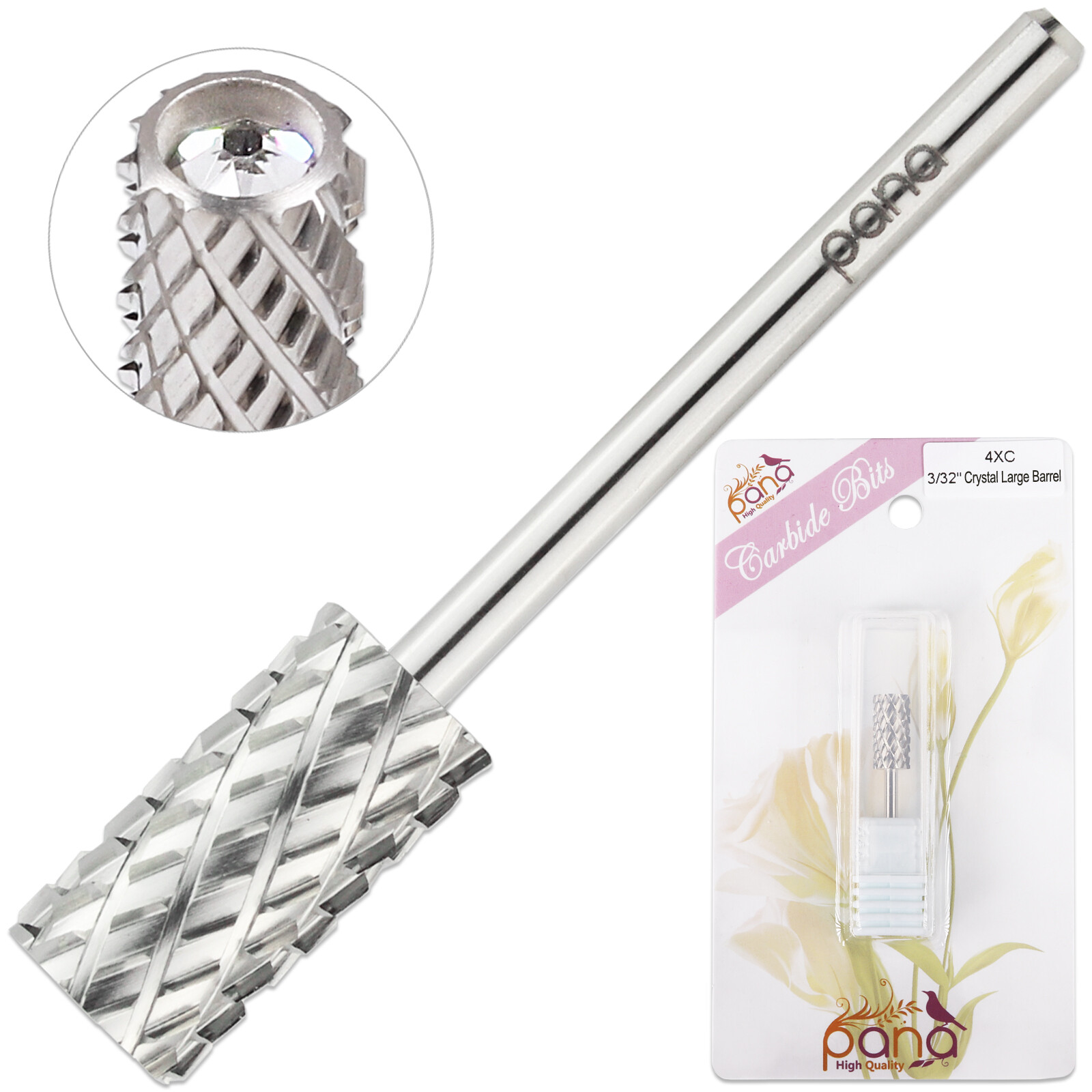 PANA Crystal Top Large/Small Barrel Nail Carbide Bit-Shank 3/32" - Gold/Silver